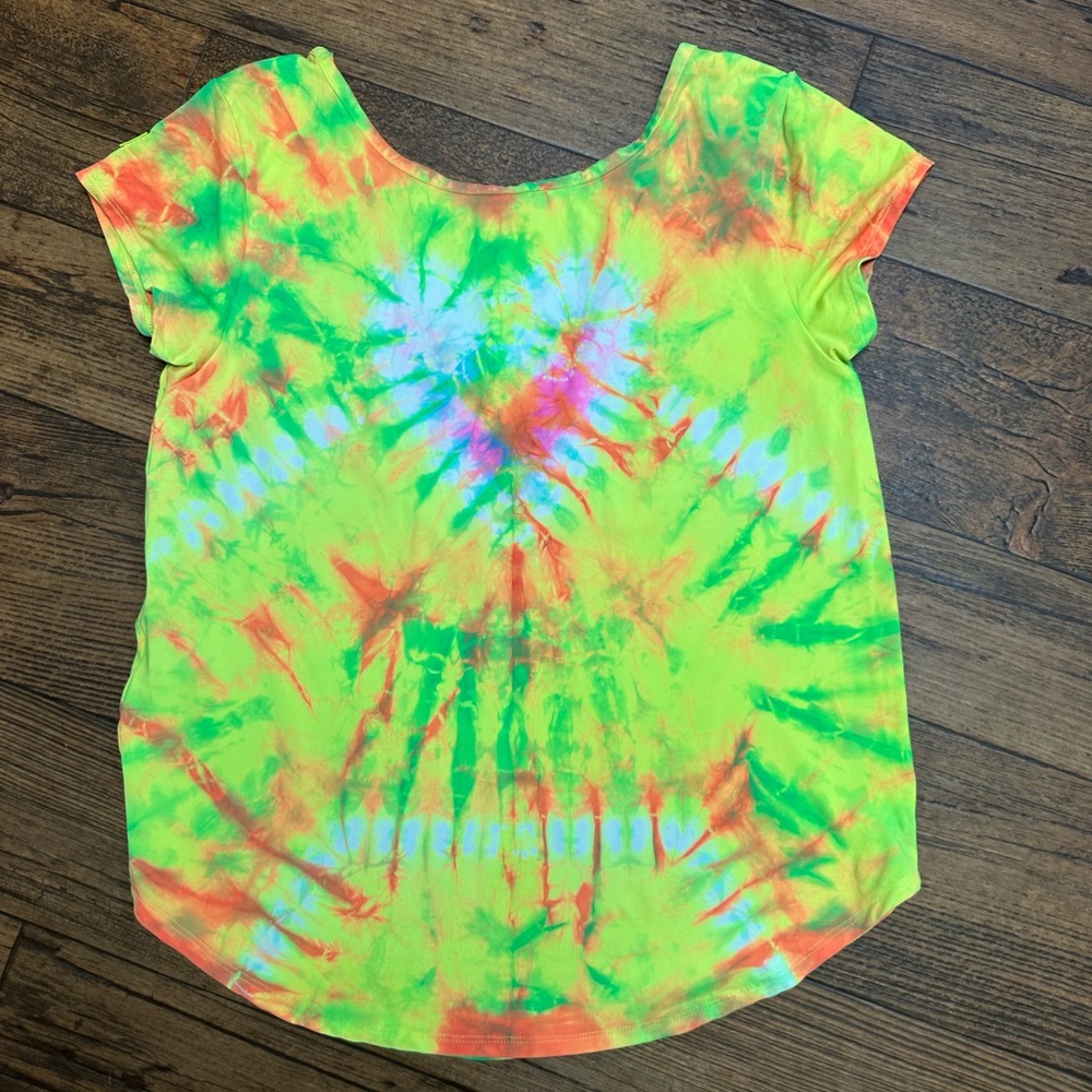 Zumba Fitness Tie-Dye Short Sleeve Tee - Neon Green and Orange